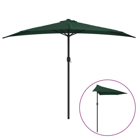 Vidaxl Balkon Parasol halb mit Aluminiumpol 300x155 cm Grün