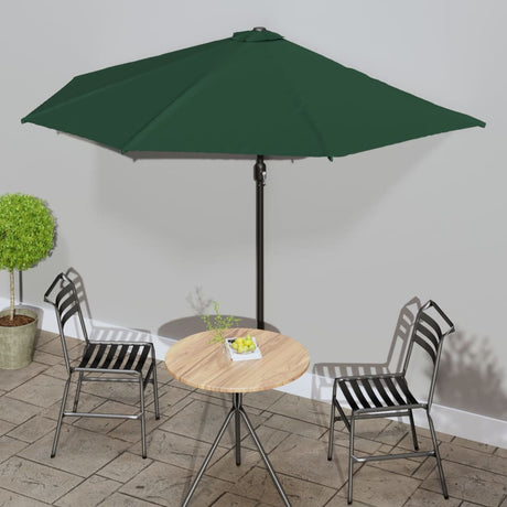 Vidaxl Balkon Parasol halb mit Aluminiumpol 300x155 cm Grün