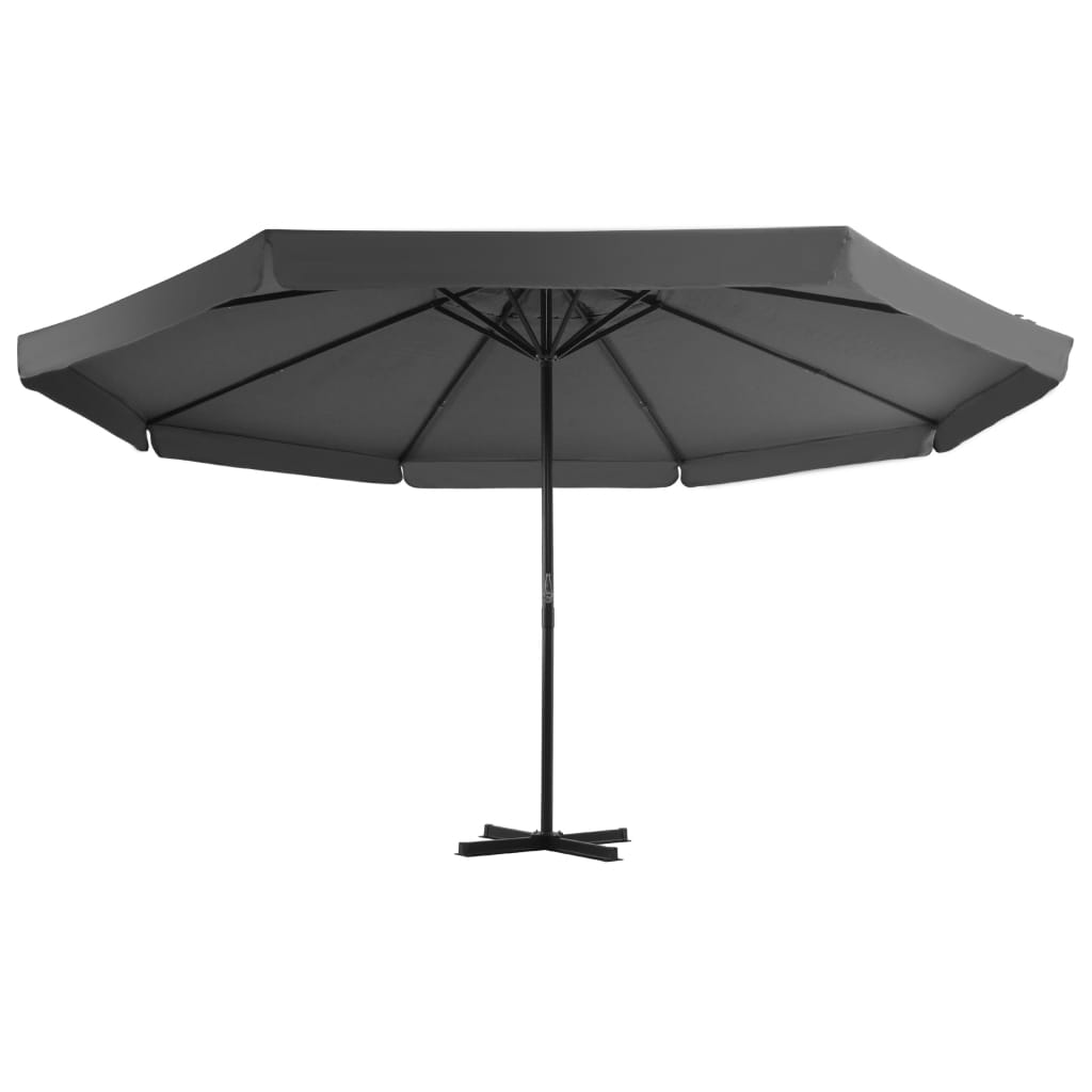 Vidaxl Parasol con polo in alluminio 500 cm antracite