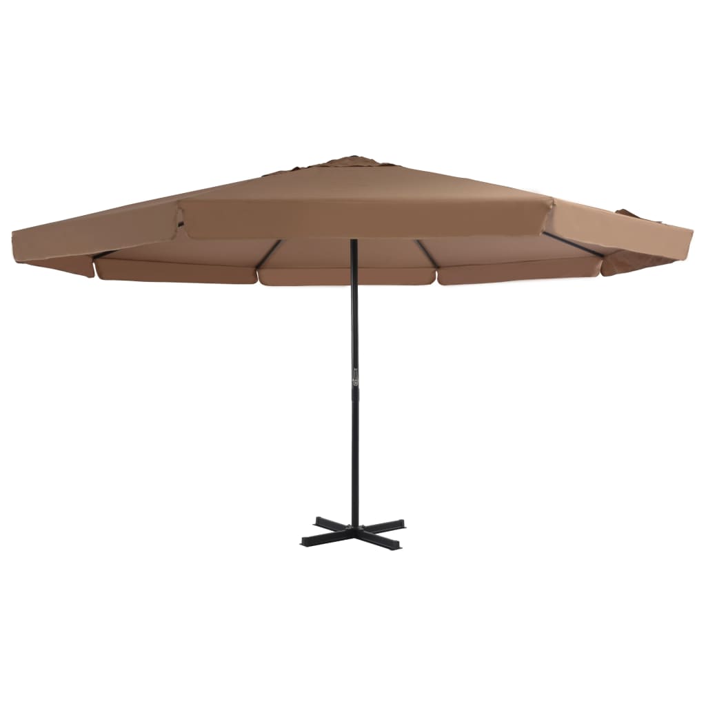 Vidaxl Parasol con polo in alluminio 500 cm taupe