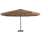 Vidaxl Parasol con polo in alluminio 500 cm taupe