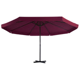 Vidaxl Parasol con polo in alluminio 500 cm bordeaux rosso