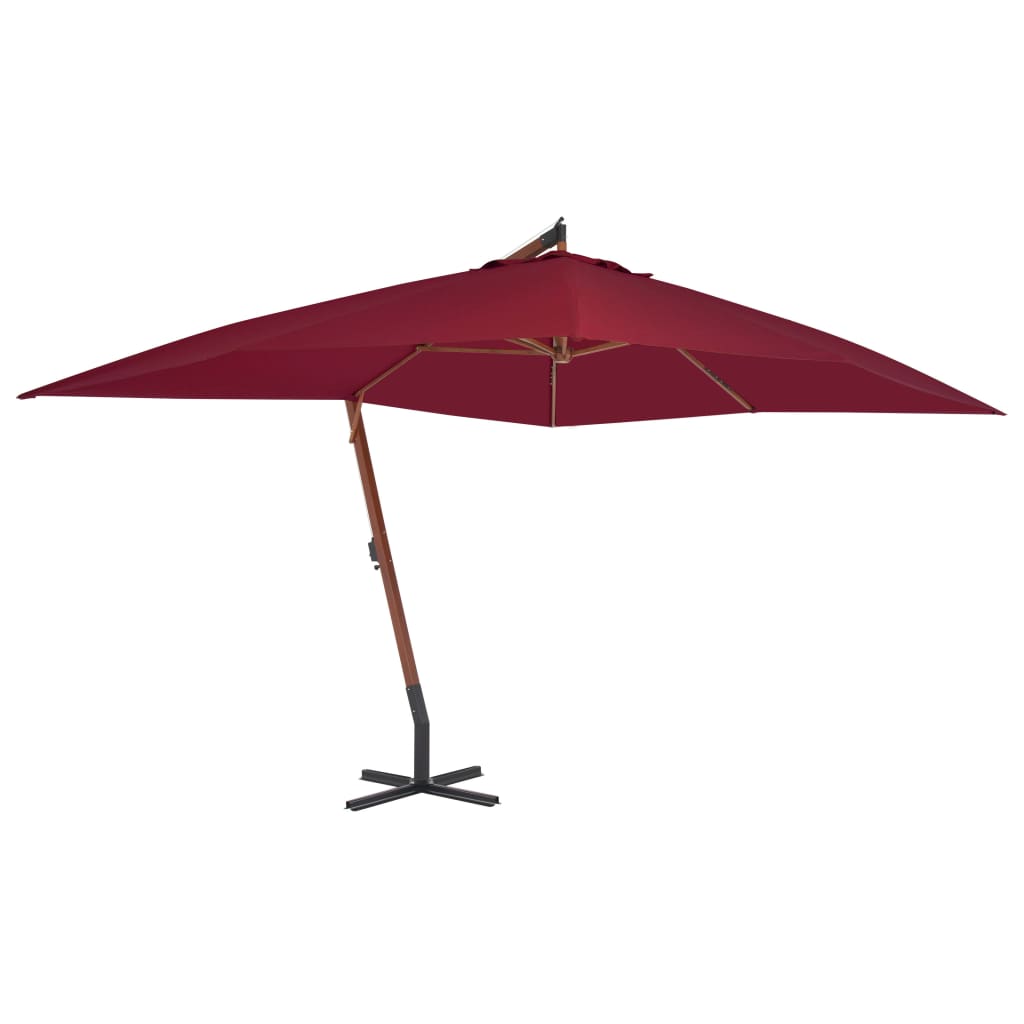 Vidaxl flytende parasol med trepol 400x300 cm burgunder rød