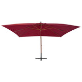 Vidaxl flytende parasol med trepol 400x300 cm burgunder rød