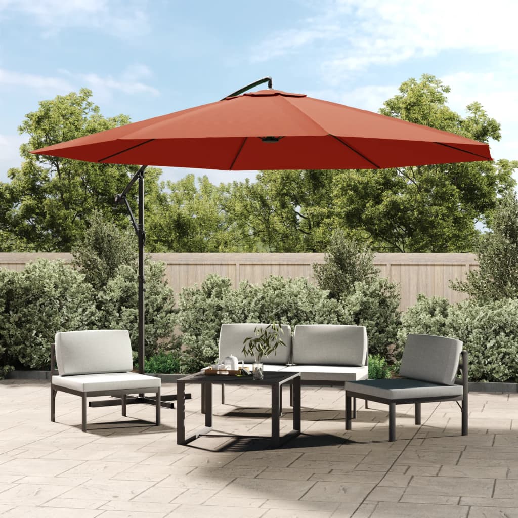 Vidaxl flytende parasol med aluminiumstang 350 cm terrakotta -farget