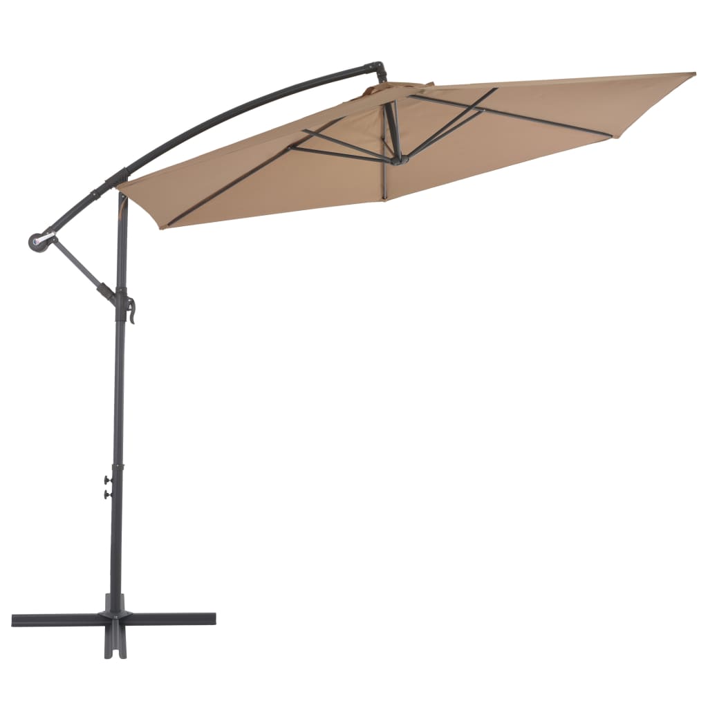 Vidaxl flytende parasol med aluminiumstang 300 cm taupe