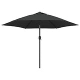 Vidaxl -parasol med LED -belysning og stålstang 300 cm antracit