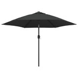 VIDAXL -Parasol mit LED -Beleuchtung und Stahlpol 300 cm Anthrazit