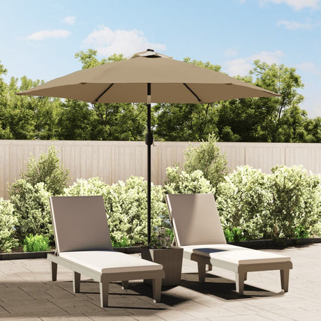 Vidaxl -Parasol mit LED -Beleuchtung und Stahlpol 300 cm Taupe