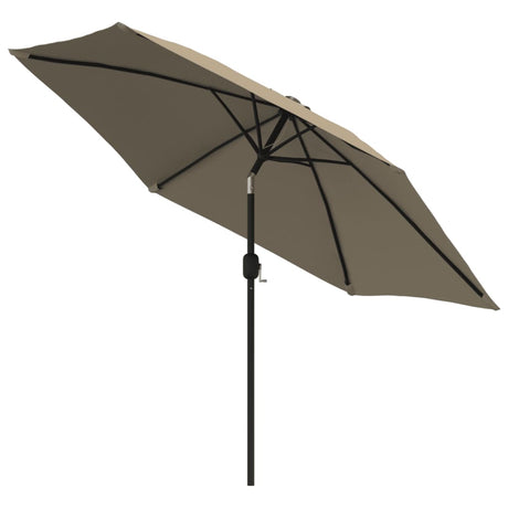 Vidaxl -Parasol mit LED -Beleuchtung und Stahlpol 300 cm Taupe