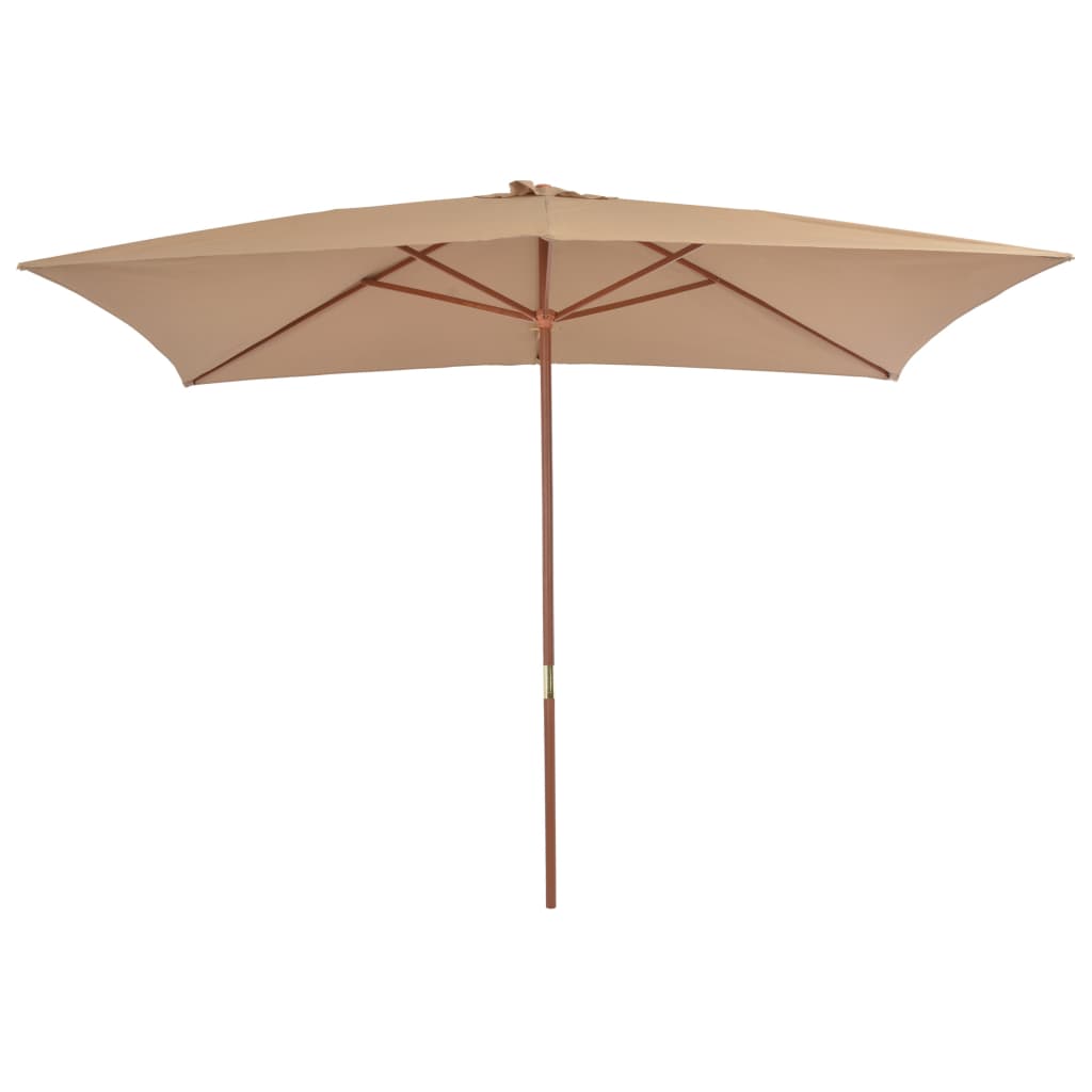 Vidaxl parasol s dřevěným pólem 200x300 cm taupe