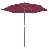 Vidaxl Parasol z lesenim drogom 270 cm Bordeaux Red