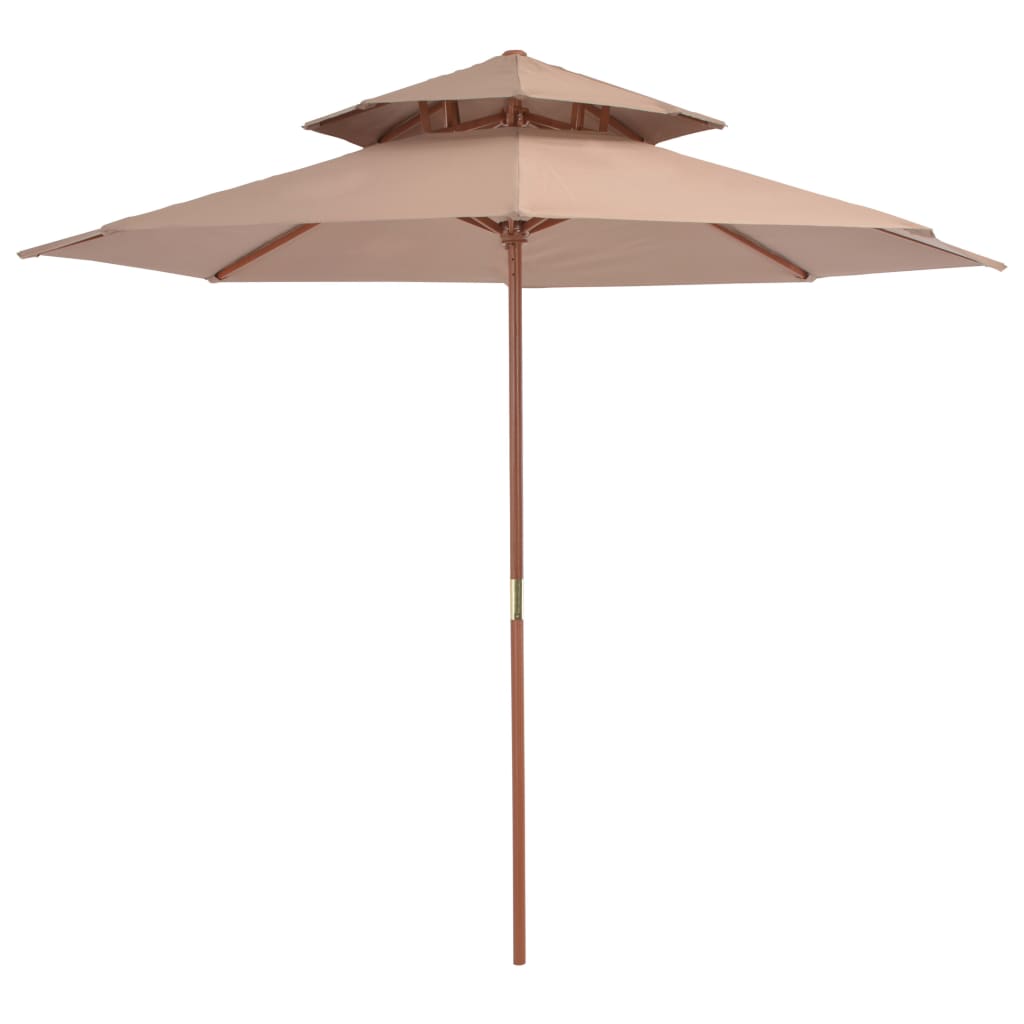 Vidaxl Parasol Double Decker mit Holzstange 270 cm Taupe