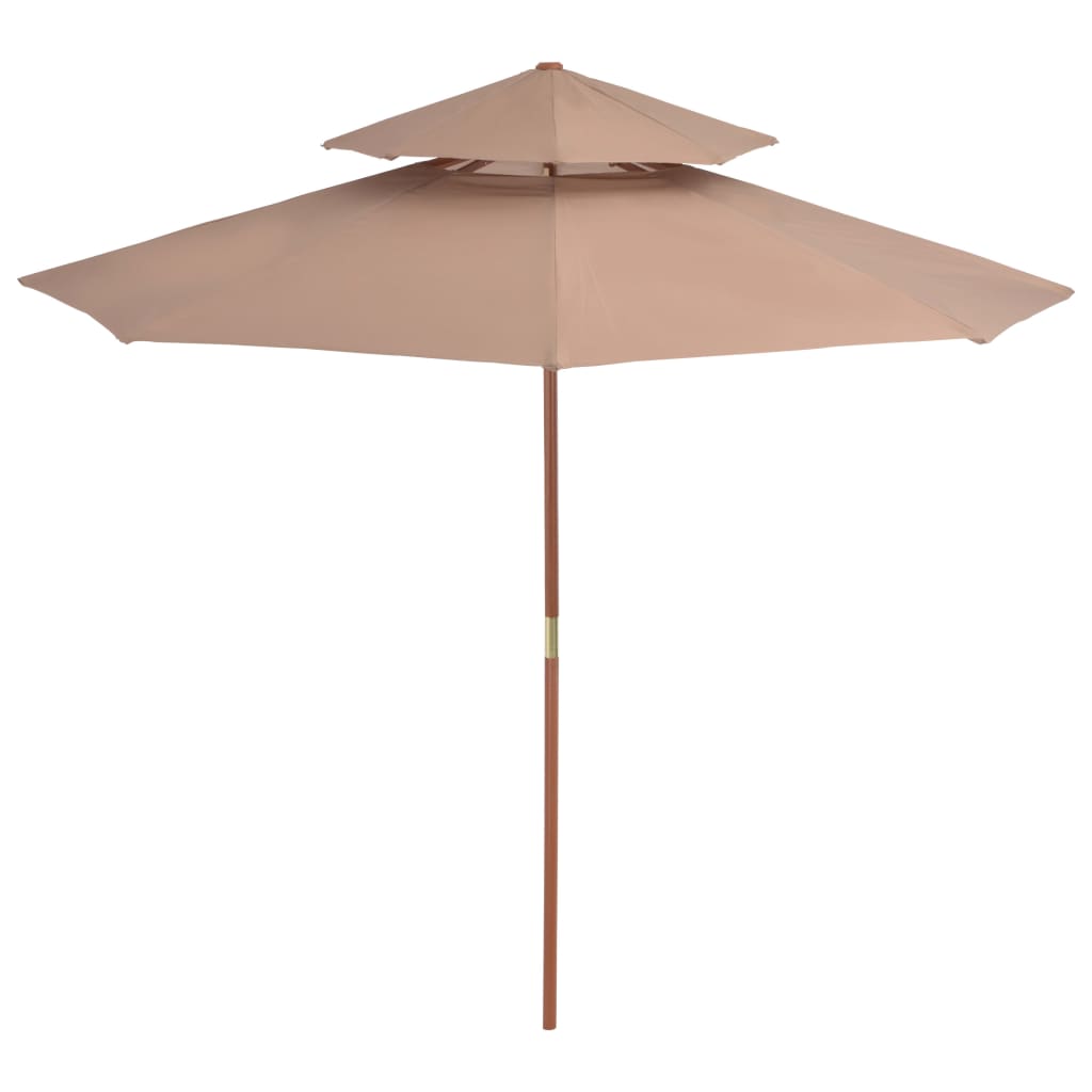 Vidaxl Parasol Double Decker mit Holzstange 270 cm Taupe