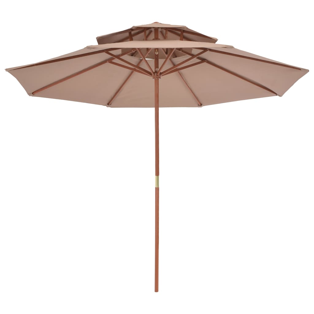 Vidaxl Parasol Double Decker mit Holzstange 270 cm Taupe