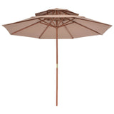 Vidaxl Parasol Double Decker mit Holzstange 270 cm Taupe