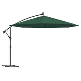 Vidaxl -schwimmendes Parasol mit LED -Beleuchtung und Metallpol 350 cm Grün