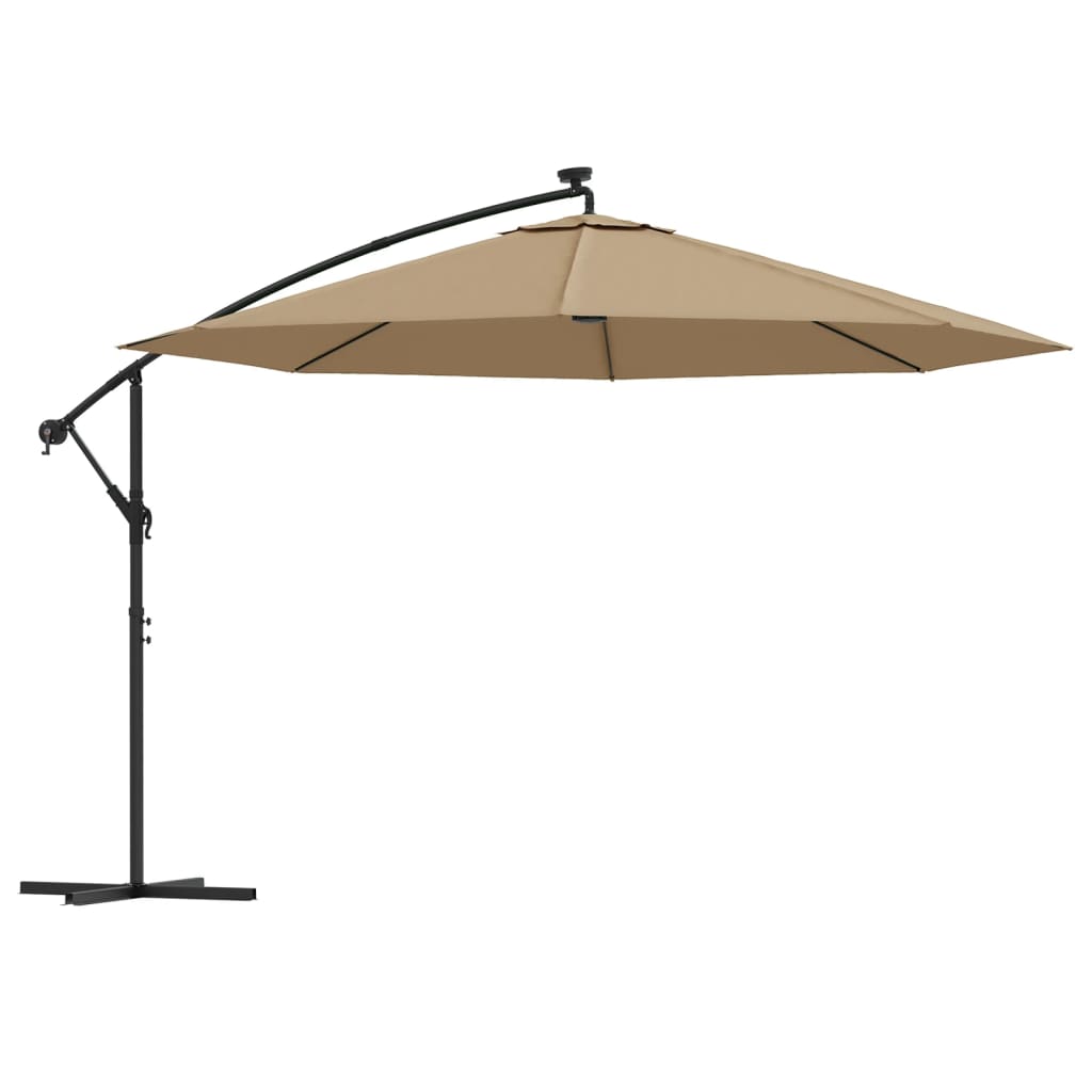 Vidaxl pływający parasol z oświetleniem LED i metalowym biegunem 350 cm Taupe