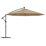 Vidaxl pływający parasol z oświetleniem LED i metalowym biegunem 350 cm Taupe