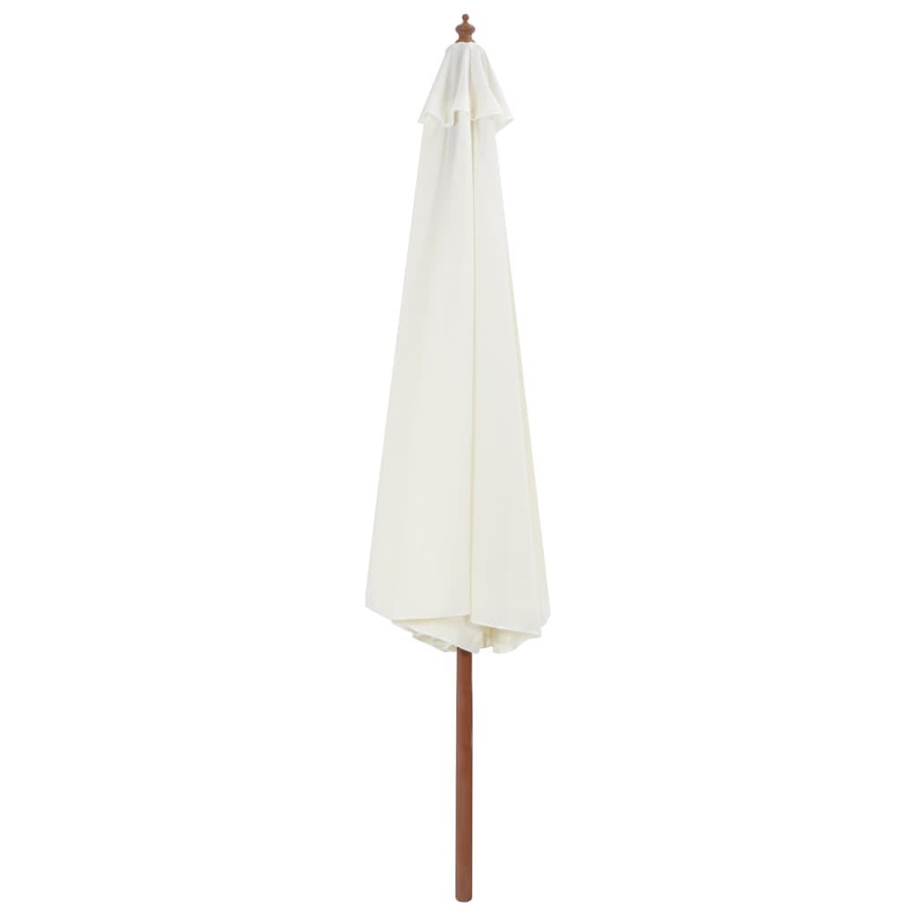 Vidaxl Parasol z leseno palico 350 cm peska bela