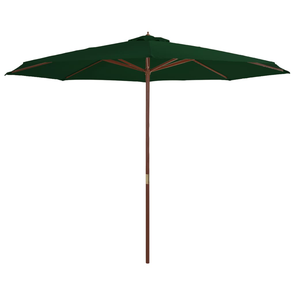 Vidaxl parasol avec poteau en bois 350 cm vert