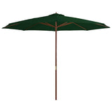 Vidaxl -Parasol mit Holzstange 350 cm Grün