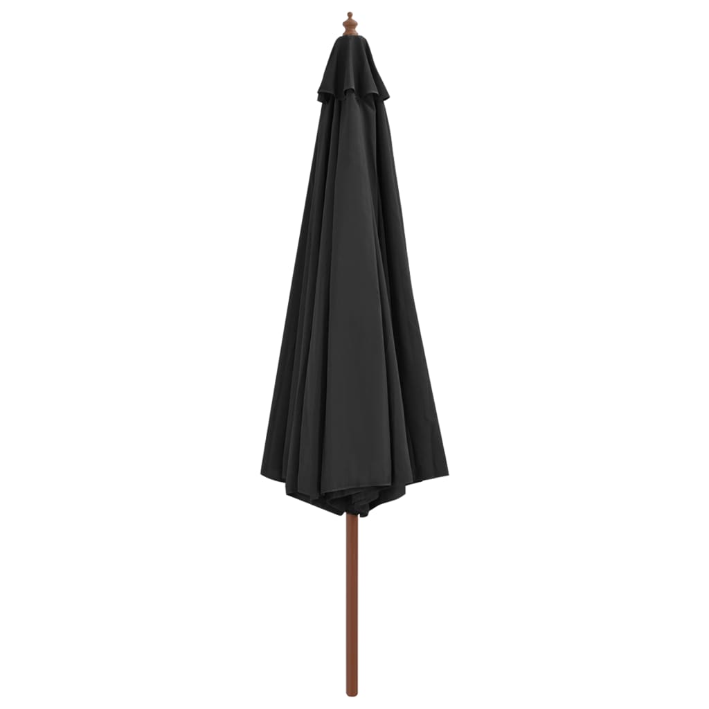 Vidaxl Parasol z lesenim palico 350 cm antracit