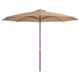 Vidaxl Parasol z lesenim drogom 350 cm Taupe