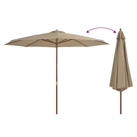 Vidaxl -Parasol mit Holzstange 350 cm Taupe