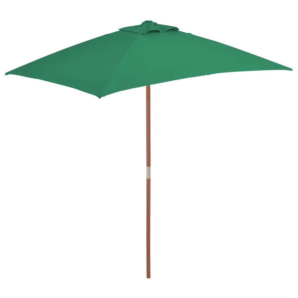 Vidaxl Parasol with wooden pole 150x200 cm green