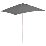 Vidaxl parasol avec poteau en bois 150x200 cm anthracite