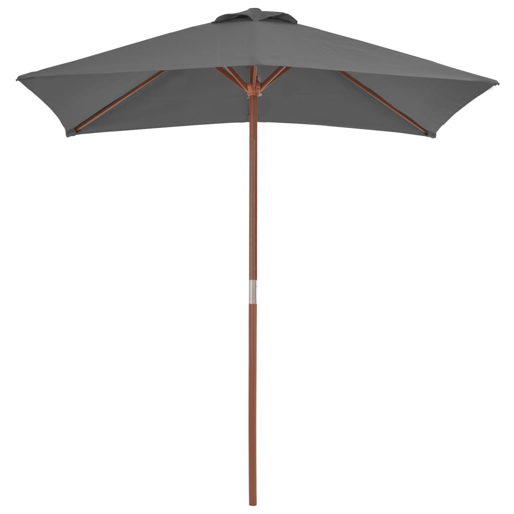 Vidaxl parasol avec poteau en bois 150x200 cm anthracite