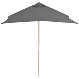 Vidaxl parasol avec poteau en bois 150x200 cm anthracite