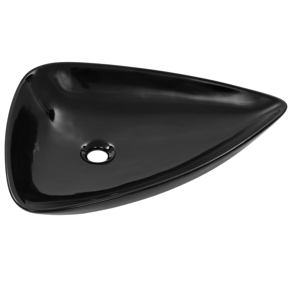 Vidaxl Washbasin Triangular 645x455x115 mm de cerámica negra