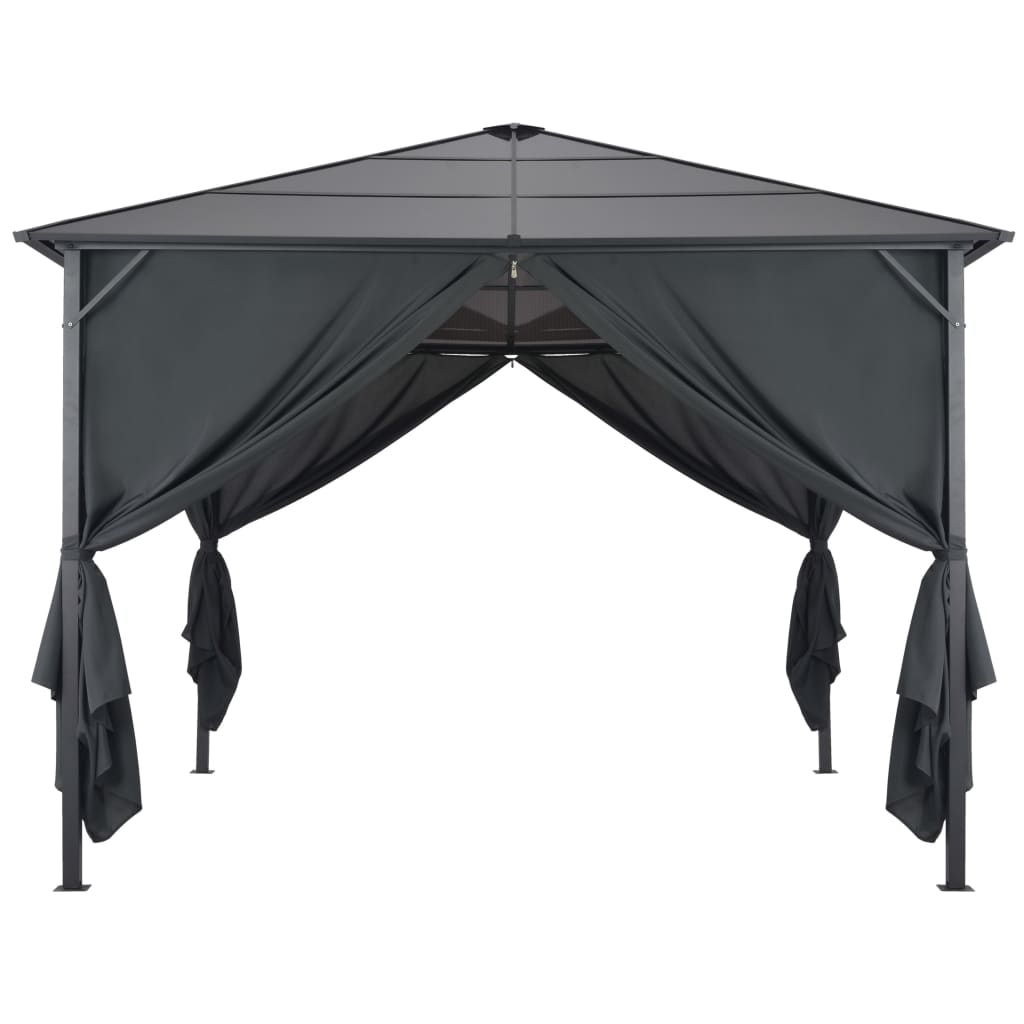 Arbor vidaxl avec rideau 3x3 m en aluminium noir