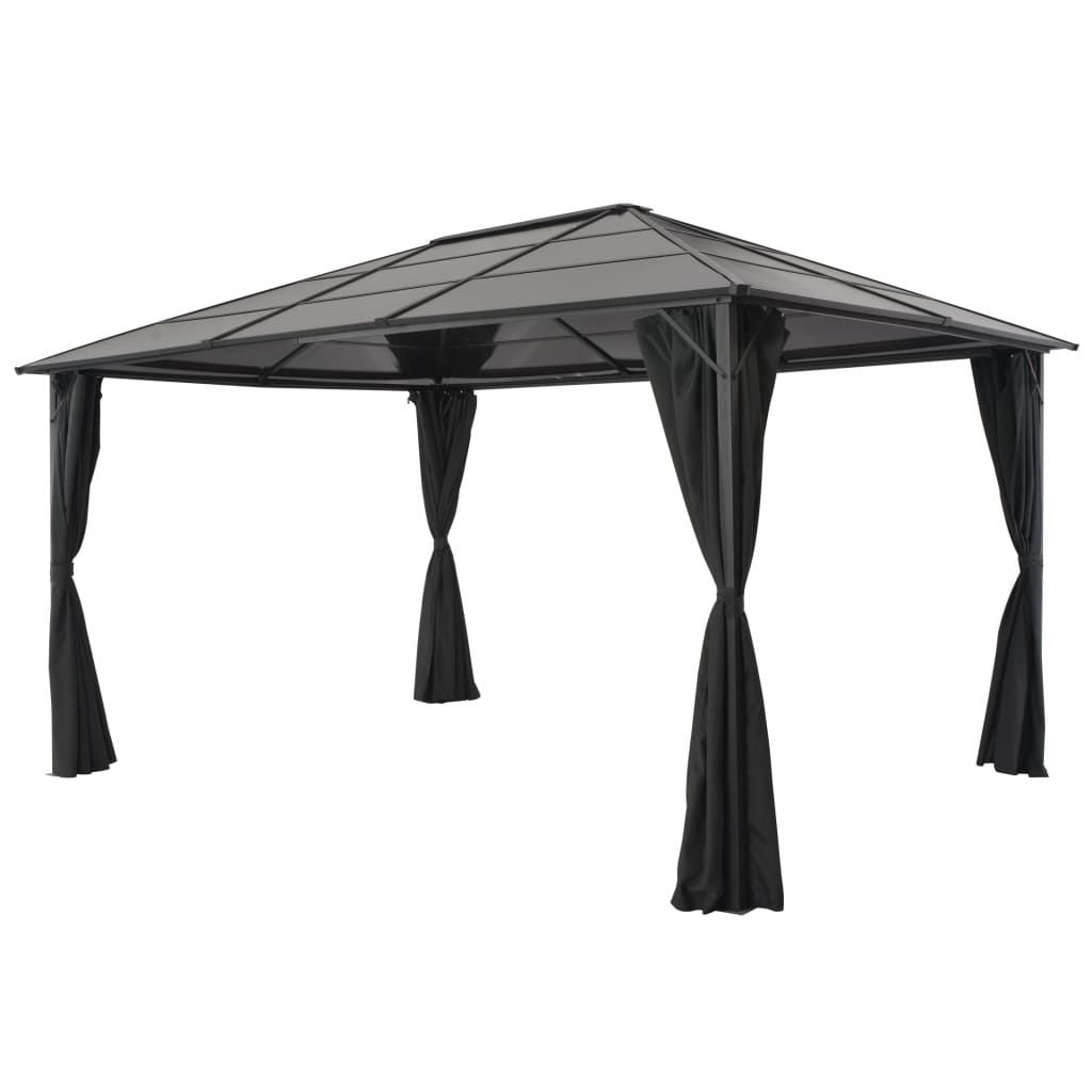 Vidaxl arbor with curtain 4x3x2.6 cm aluminum black