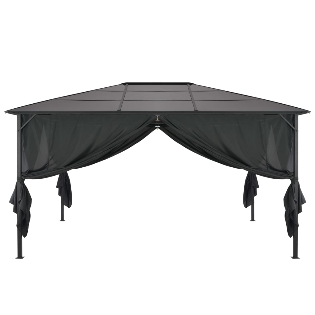 Vidaxl arbor with curtain 4x3x2.6 cm aluminum black