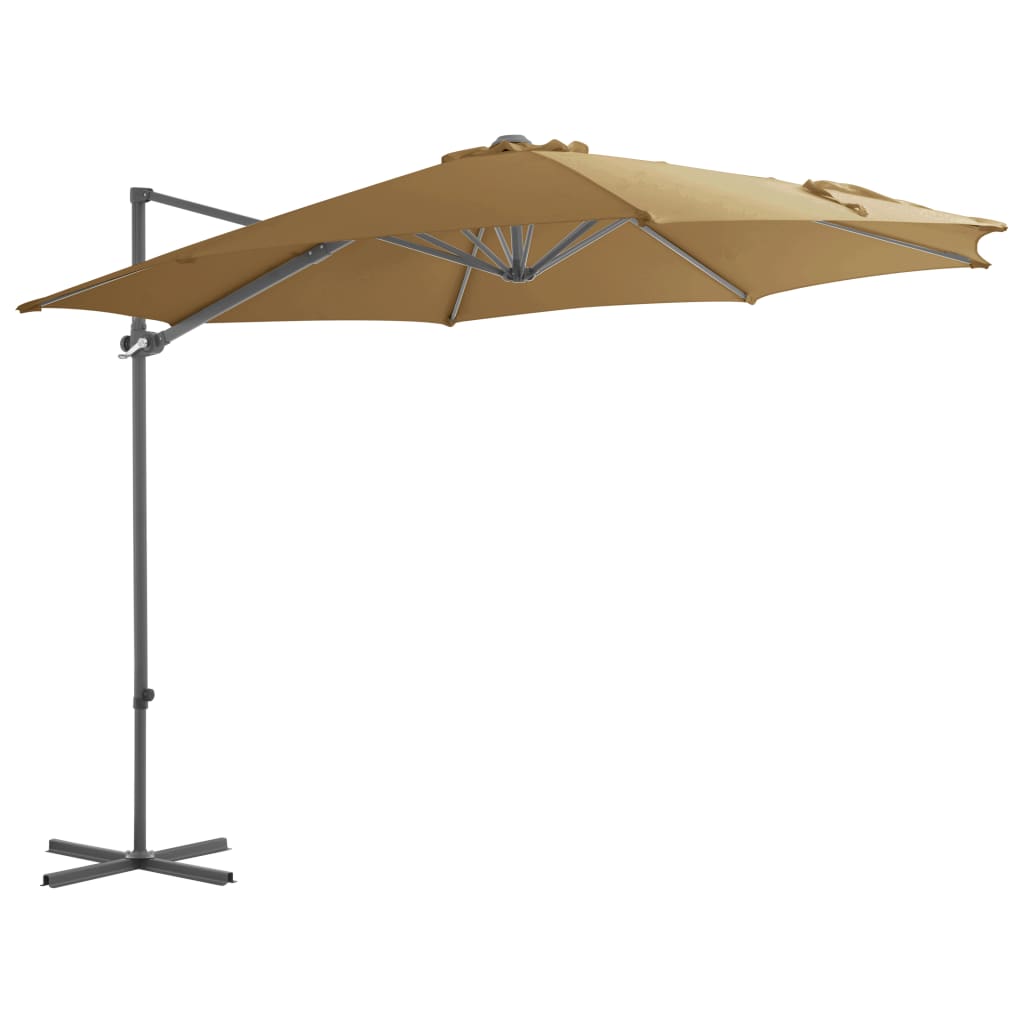 Vidaxl pływający parasol ze stalowym biegunem 300 cm taupe