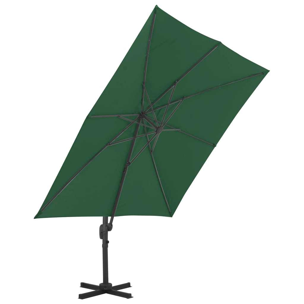 Vidaxl flytende parasol med aluminiumstang 400x300 cm grønn