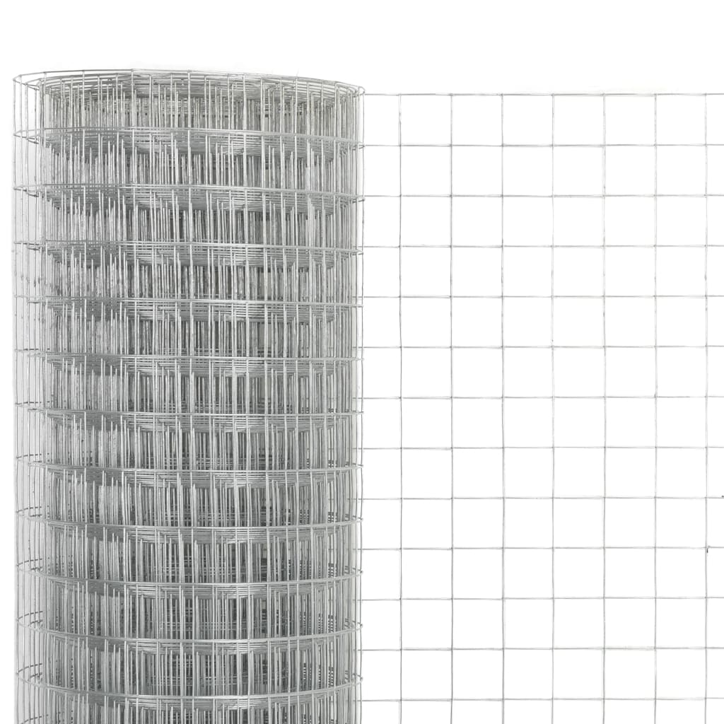 Vidaxl -Hühnerdraht 25x0,5 M verzinkte Stahl Silberfarbe