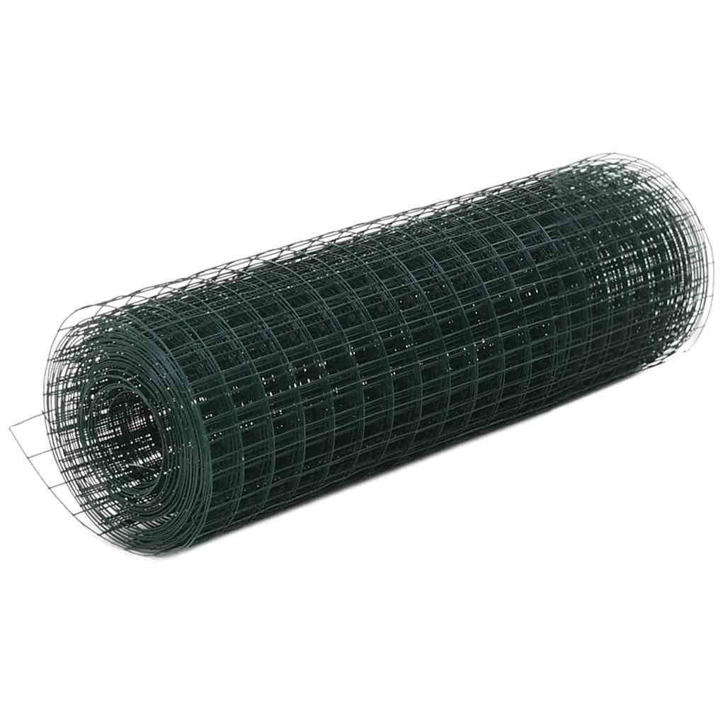 VidaXL Hühnerdraht 10x0,5 m Stahl mit PVC-Beschichtung grün