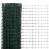 VidaXL Kippengaas 10x1,5 m staal met PVC coating groen