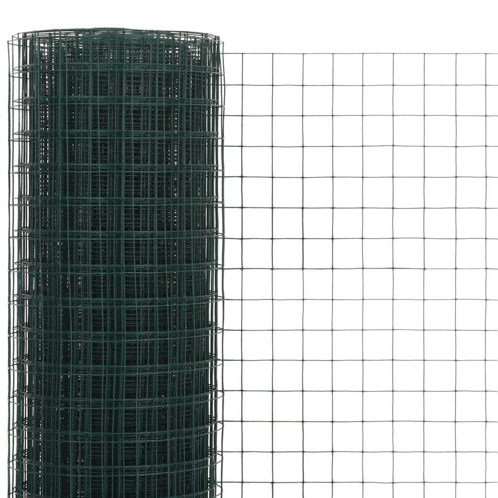 Vidaxl -Hühnerdraht 25x0,5 m Stahl mit PVC -Beschichtung grün