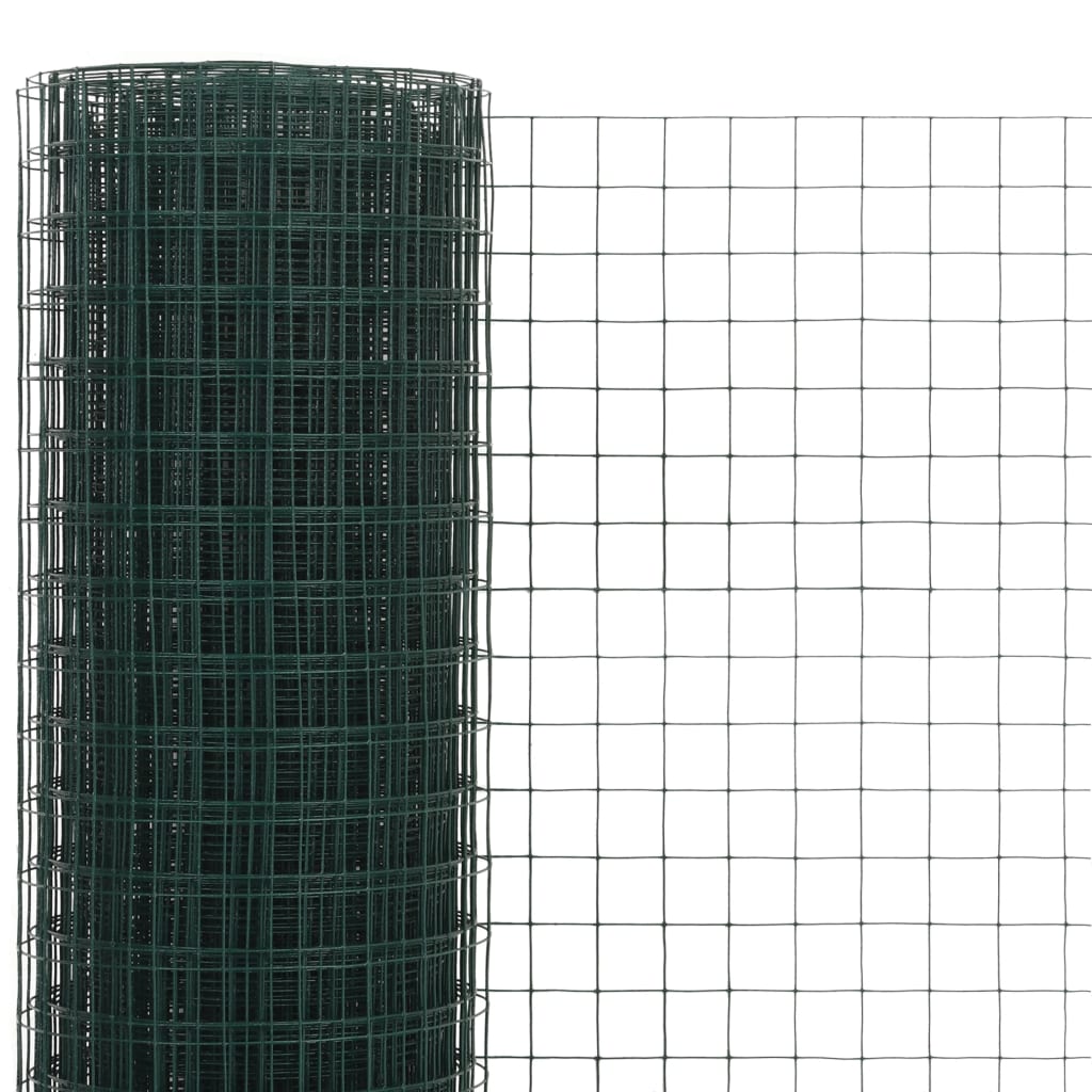 Vidaxl -Hühnerdraht 25x0,5 m Stahl mit PVC -Beschichtung grün