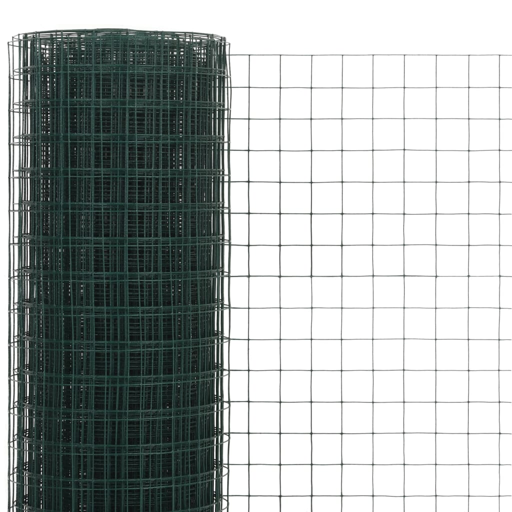 Vidaxl kippengaas 25x0,5 m staal met pvc coating groen