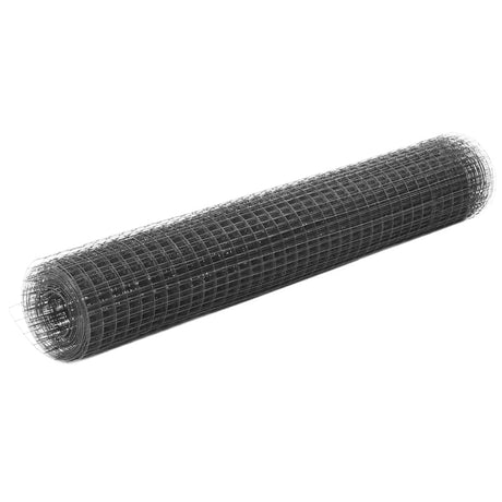 VidaXL Hühnerdraht 25x1 m Stahl mit PVC-Beschichtung grau