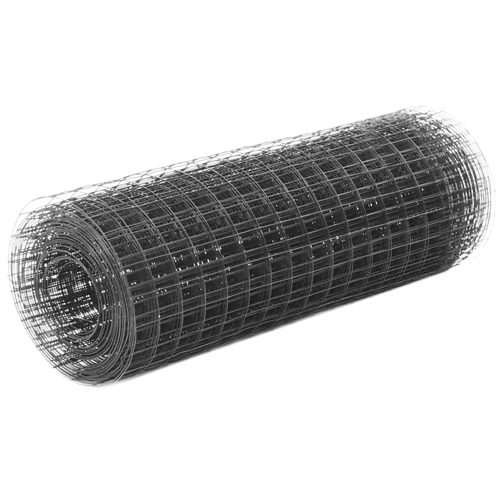 Vidaxl -Hühnerdraht 25x0,5 m Stahl mit PVC -Beschichtung grau