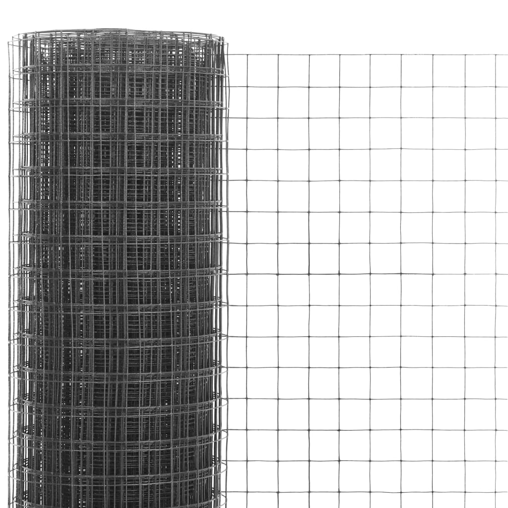 Vidaxl Chicken Wire 25x1,5 m Stal z powłoką PCV szarością