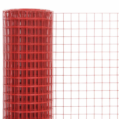 Vidaxl kippengaas 10x1 m staal met pvc coating rood