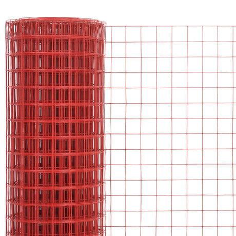 Vidaxl kippengaas 10x1 m staal met pvc coating rood